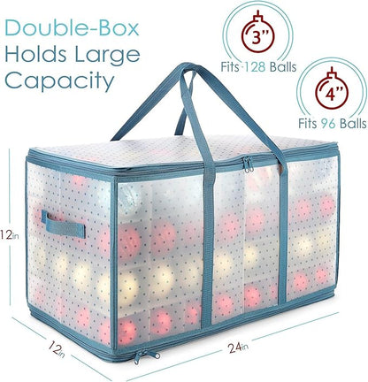 Hearth & Harbor Christmas Tree Storage Bag 7.5 ft, Wrapping Paper Storage Organizer Container & Large Christmas Ornament Storage Box With Adjustable Dividers