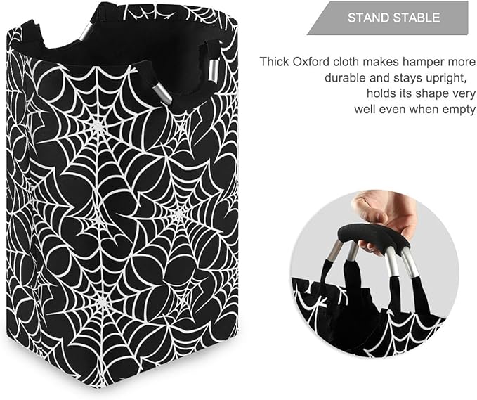 Laundry Hamper Basket Halloween Web Black Storage Basket Collapsible Clothes Hamper with Handle Decorative Organizer Bins Basket for Laundry Room Bedroom Clothes College