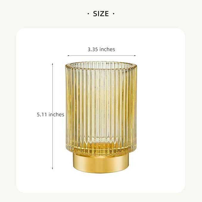 LEICURACE Makeup Brush Holder Organizer,Toothbrush Holders,Desk Pen Pencil Holder,Multifunctional Vintage Glass Brush Cup（L/Gold/A3-7-US）