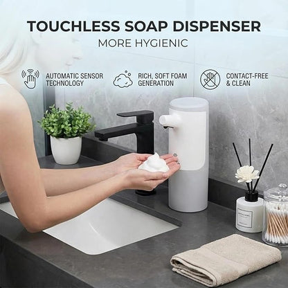 WEALTHYHEART Automatic Soap Dispenser Touchless 15.2oz with Smart Sensor, USB Rechargeable, Hands Free Soap Dispenser for Bathroom & Kitchen