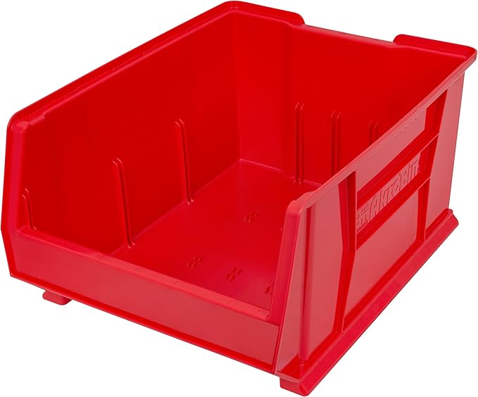 Akro-Mils 30289 Super-Size AkroBins Plastic Storage Bins, Space-Saving Stackable Bins for Garage, Classroom, Warehouse Organization, 24-Inch L x 18-Inch W x 12-Inch H, Red, 1-Pack
