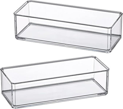 Amazing Abby - Glamour - 2-Pack Acrylic 1-Compartment Makeup Organizer, Transparent Plastic Lipstick Holder, Perfect Bathroom Vanity Storage Solution for Lipsticks, Nail Polishes, and More