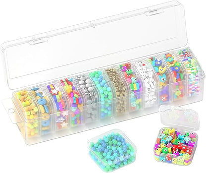 Bead Organizer Box, 13 Pcs Compartments Bead Organizer Box Set, Mini Clear Plastic Storage Containers for Bracelet Making DIY, Jewelry, Small Parts