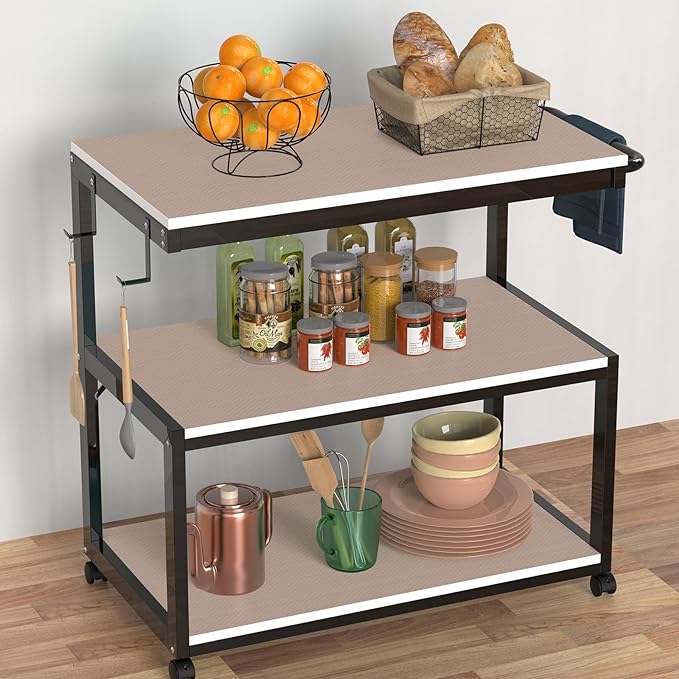 Beige Shelf Liners for Kitchen Cabinets Non Adhesive Drawer Liner for Bathroom Waterproof Refrigerator Liners for Shelves Fridge Plastic Mats Cabinet Cupboard Liner 23.6 x 393.7 Inches