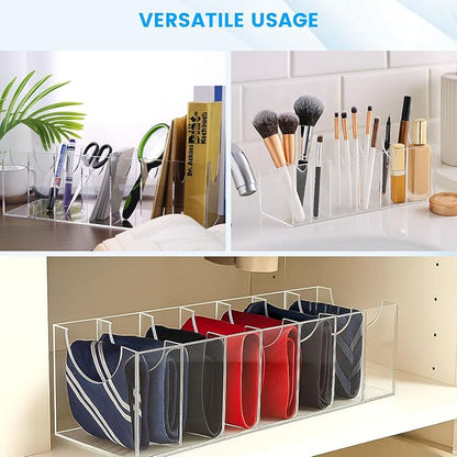 HAKDAY Belt Organizer, Acrylic Belt Storage Holder for The Closet 7 Compartments Display Case for Tie and Bow Tie