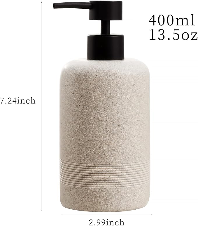Haocoott Soap Dispensers 400ML 13OZ, 2 PCS Hand Dish Lotion Shampoo Lotion Soap Dispenser Jar, Resin Premium Thick Soap Pump Bottles for Kitchen Bathroom Countertop (Beige)