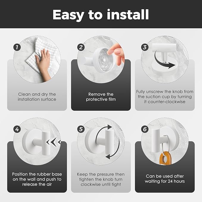 WingWider Shower Hooks for Inside Shower,No-Drill Removable&Reusable Towel Hooks for Bathroom,Heavy Duty Suction Cup Hooks for Glass Window,2 Packs(White)