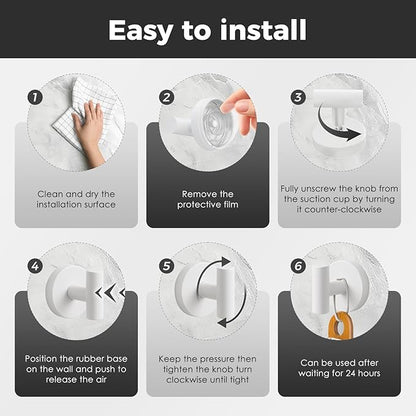 WingWider Shower Hooks for Inside Shower,No-Drill Removable&Reusable Towel Hooks for Bathroom,Heavy Duty Suction Cup Hooks for Glass Window,2 Packs(White)