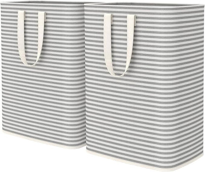 Lifewit 2 Pack Laundry Hamper Large Collapsible Laundry Baskets, Freestanding Waterproof Clothes Hamper with Easy Carry Handles in Laundry Room Bedroom Bathroom College Dorm, Grey, 2 x 65L