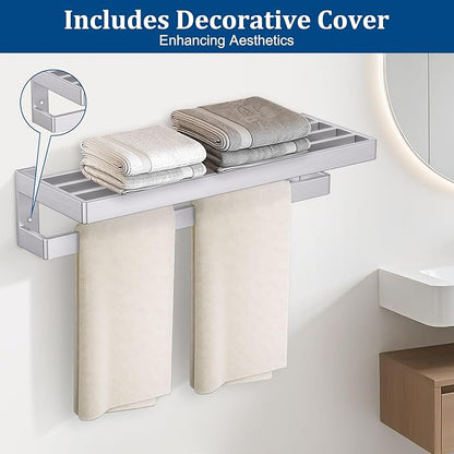 Brushed Nickel Double Towel Bar for Bathroom,Multi-Layer Towel Bar/Towel Holder Stainless Steel Wall-Mounted Bathroom Hardware Accessories 23.6-inch