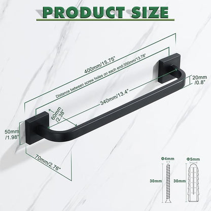 Alise 16'' Towel Bar for Bathroom,Towel Holder Black Towel Racks for Bathroom Wall Mount,SUS304 Stainless Steel Towel Rail Towel Hanger for Wall,Matte Black