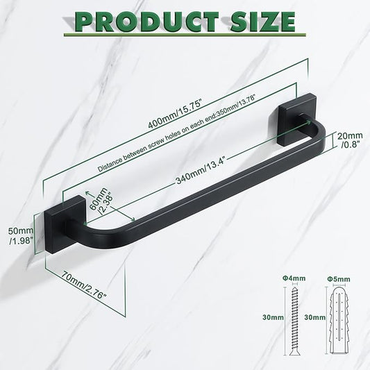 Alise 16'' Towel Bar for Bathroom,Towel Holder Black Towel Racks for Bathroom Wall Mount,SUS304 Stainless Steel Towel Rail Towel Hanger for Wall,Matte Black