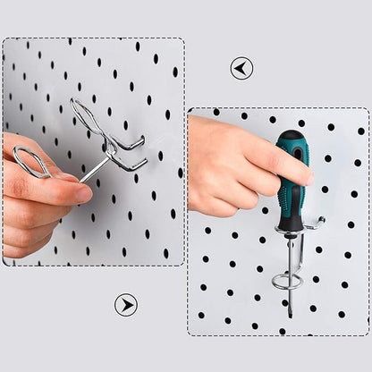 12 Pieces Screwdriver Organizer Tool Holders Multi-Tool Holder Double-Ring Tool Holders Pegboard Accessories Household Tools Organizer Racks Storage System Hand Tools for Kitchen, Garage, Workbench
