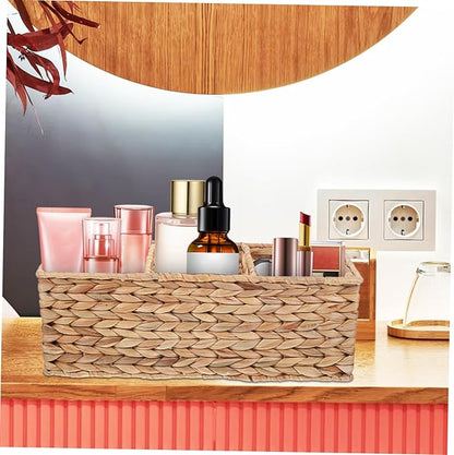 CHILDWEET Woven Storage Basket Lid Decorative Straw Basket for Kitchen Bathroom Office