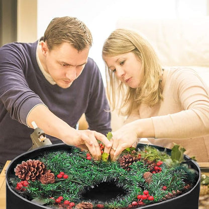 Primode Heavy Duty Wreath Storage Bag 30"- Garland Wreaths Container with Handles - Durable 600D Oxford Polyester Material Xmas Holiday Wreaths Storage Holder 30” (Black)