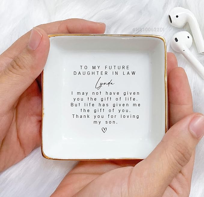 Daughter In Law Gift, Line Square Ring Dish, Jewelry Dish, Jewelry Storage, Mother’s Day gift, Gift for Future Daughter in Law, Bonus Daughter Gift, Future Daughter Gift From Mother In Law