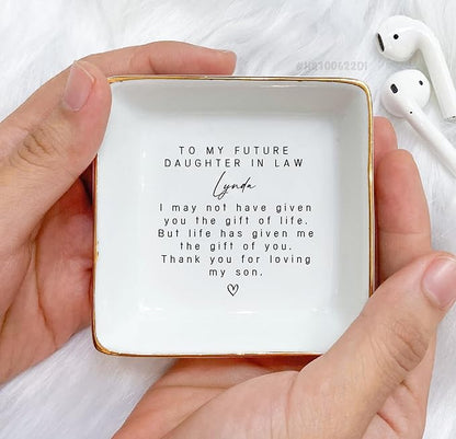 Daughter In Law Gift, Line Square Ring Dish, Jewelry Dish, Jewelry Storage, Mother’s Day gift, Gift for Future Daughter in Law, Bonus Daughter Gift, Future Daughter Gift From Mother In Law