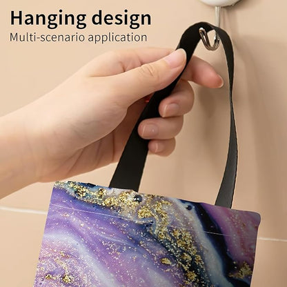 Plastic Bag Holder, Wall Mount Grocery Bag Organizer, Funny Hanging Trash Storage Dispenser for Home Kitchen Morden Purple Marble