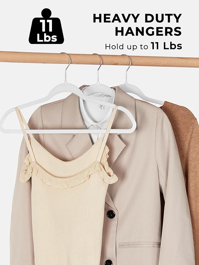 SMARTOR 100 Pack Non-Velvet Plastic Hangers for Clothes - Heavy Duty Coat Hanger - Space-Saving Clothes Hanger with Chrome Swivel Hook, Durable Non-Flocked - Ivory