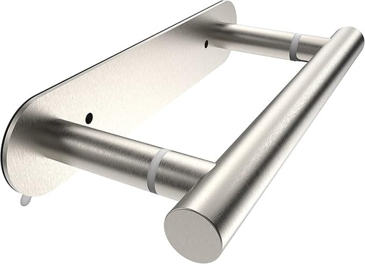 RUACQ Toilet Paper Holder, Self-Adhesive or Wall Mount, SUS304 Stainless Steel Rustproof Stick on Toilet Paper Roll Holder, No Drilling Bathroom Tissue Holder, Modern Pivoting Design (Brushed Nickel)