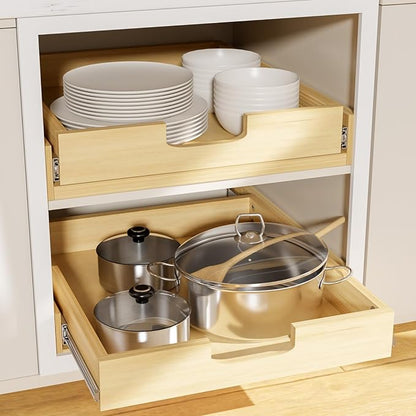 Pullout Cabinet Organizer, 14''W×21''D×3''H Slide Out Shelves for Kitchen Cabinets, Pull out Drawers for Kitchen Cabinets, Pantry, Bathroom, & Storage Organization