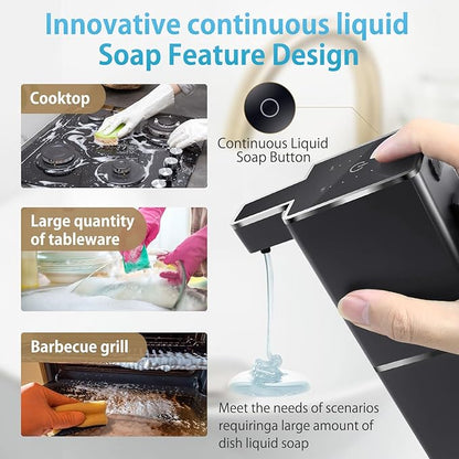 JEMISUN Automatic Liquid Soap Dispenser Touchless Soap Dispenser 380ml/12.8oz Rechargeable, Wall Mounted,4 Levels Adjustable Auto Soap Pump for Bathroom Kitchen Dish Soap