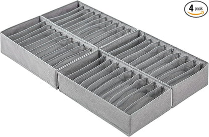 Qozary 4 Pack Drawer Organizers, 10 Grids Foldable Dresser Organizers for Clothing, Folded Clothes, T-shirt, Tank Tops, Camisoles, Underwear, Leggings, Baby Clothes