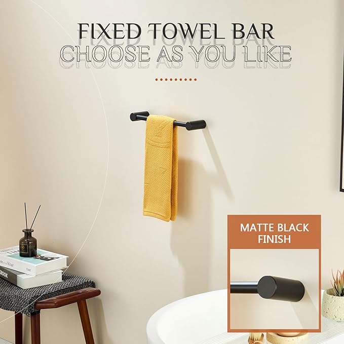 KOKOSIRI Towel Bars Matte Black 12-Inch Hand Towel Holder for Bathroom Wall Rack T-304 Stainless Steel Bathroom Accessories Wall Mounted, B4007BK-L12