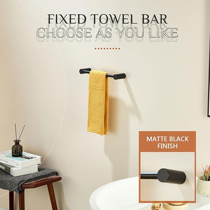 KOKOSIRI Towel Bars Matte Black 12-Inch Hand Towel Holder for Bathroom Wall Rack T-304 Stainless Steel Bathroom Accessories Wall Mounted, B4007BK-L12