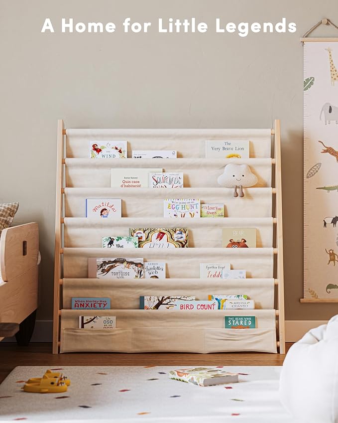 G&W Gruwald Kids Bookshelf, Book Shelf for Kids Rooms, Toddler Bookshelf, Book Rack for Kid (Wood, Large)