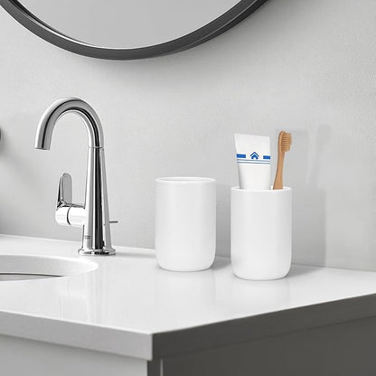 UHEY HOME Bathroom Tumbler Cup Ceramic 12.6oz Reusable Toothbrush Cup 375ml,Toothbrush Holder Adequate for Your Bathroom (White)