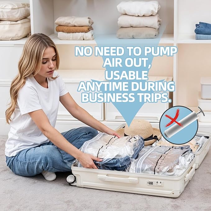 TAILINK Cube Vacuum Storage Bags, 8 Pack Medium Size (25x19x11 inch), Vacuum Seal Bags for Clothing, Compression Packing for Clothes, Blankets, Baby Clothes, No Pump Needed