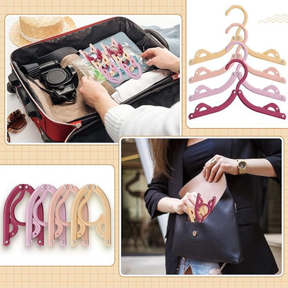 12 Pcs Travel Hangers Cruise Ship Essentials Foldable Portable Plastic Vacation Hangers Non Slip Clothes Drying Rack Travel Accessories for Dormitory School Hotel Laundry (Stylish Color)
