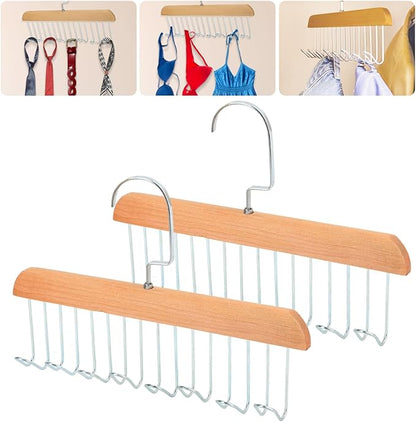 Xbaiyanr 2Pcs Anti Slip Multi Hook Coat Racks,Bra Hangers for Closet Organizer with 8 Hooks 360 °Swivel Belt Hanger for Closet for Belt, Tie, Tank Top, Bra, Scarf (Beige)