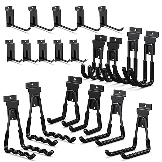 3-H Slatwall Accessories 20 Pack,Single and Double Slatwall Hooks & Hangers,Slat Wall Hanging Hooks Heavy Duty,Used as Proslat Accessories for Shop Retail Display with Garage Storage Wall Panel