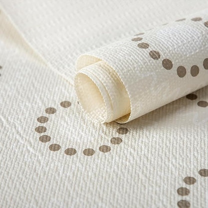 FIFTY FEET 12X120 Inch Shelf Liner for Kitchen Cabinets, PVC Drawer Liner for Dresser Non-Slip Bathroom, Non-Adhesive Cabinet Liner Washable (Beige Circle)(2 Roll)