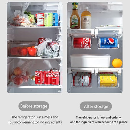 Fridge Drawer Can Organizer, Clear Soda Can Organizer Fridge Organizer Bins Drink Organizer For Fridge or Countertop, Soda Can Dispense Plastic Dispenser Bin for Refrigerator Organizing(#1)