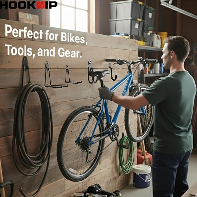 Pack 20 Garage Hooks Heavy Duty | Multi-Sized Wall Mount Tool Hangers with Anti-Rust PVC Coating | Heavy Duty Wall Hooks for Bikes, Ladders, Garden Tools, and More