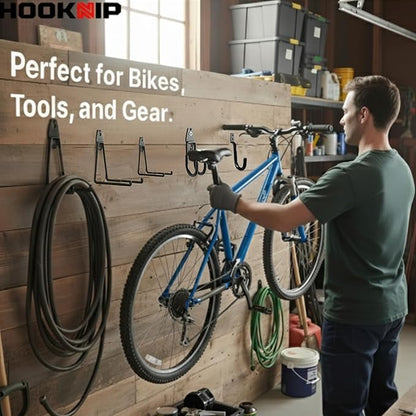 Pack 20 Garage Hooks Heavy Duty | Multi-Sized Wall Mount Tool Hangers with Anti-Rust PVC Coating | Heavy Duty Wall Hooks for Bikes, Ladders, Garden Tools, and More