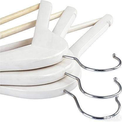 White Wooden Coat Hangers, Durability Wood Suit Hangers with Non Slip Pant Bar, Solid Wooden Clothes Hangers with Wide Shoulder Design for Shirts, Jackets, Dress, Pants, Sweaters, 30 Pack