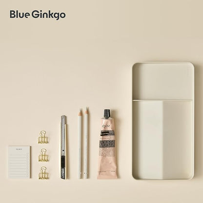 BLUE GINKGO Desk Tray – Korean-Made Organizer for Notes, Pens, Pencils, and Accessories (Double-sided, Beige)
