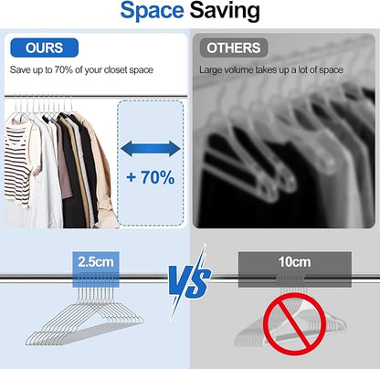 Wire Metal Hangers 60 Pack, Heavy Duty Clothes Hangers, Non Slip, Ultra Thin, Space Saving for Closet Clothing Shirts Suits Pants, 16inch