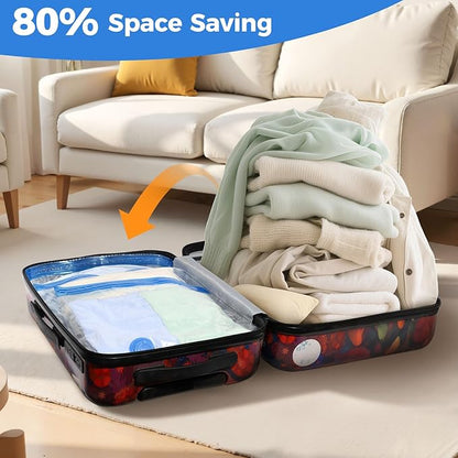 Eunhdet 10 Pack Travel Vacuum Storage Bags with USB Electric Pump, Combo Space Saver Vacuum Seal Bags for Clothing Travel Vaccine Sealed Storage Bag for Blankets Clothes Comforters Luggage, Clear