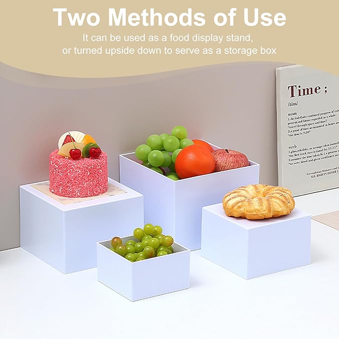 LESSF 6pcs Buffet Risers, Food Risers for Buffet Table Display Stand Shelf, Display Risers Acrylic Risers Display Stands Acrylic Nesting Boxes for Party Catering Dessert Collectibles (3/4/5/6/7/8")