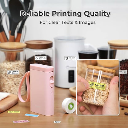 Nelko Label Maker Machine with Tape, P21 Bluetooth Label Printer with 3 Tapes & Case, Wireless Mini Label Makers with Multiple Templates Icon Font Custom for School Office Home, Pink