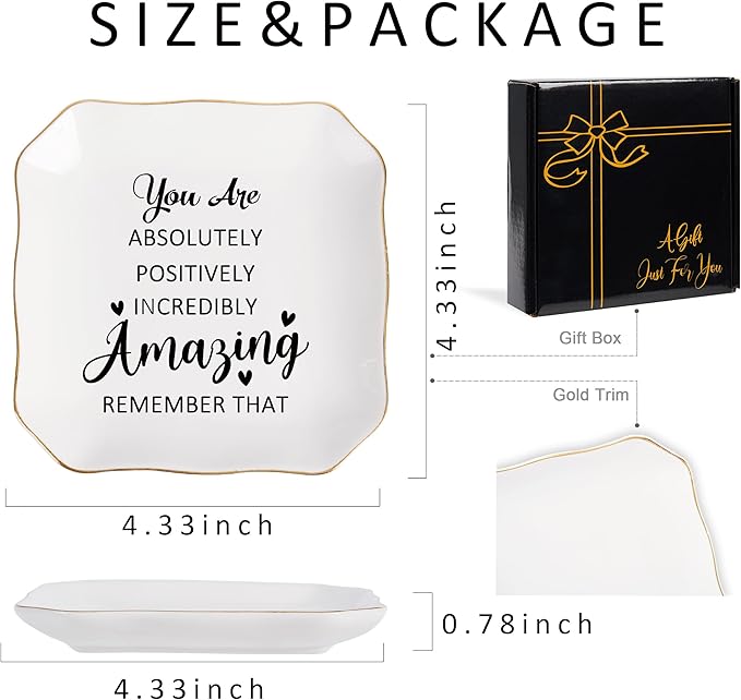 Jelershy Birthday Gifts for Women Ring Jewelry Dish Tray, You Are Amazing Gifts for Women Friend Coworker Mom Sister Teacher Retirement Thank You Cheer Up Inspirational Encouragement Gift for Woman