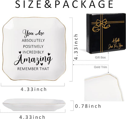 Jelershy Birthday Gifts for Women Ring Jewelry Dish Tray, You Are Amazing Gifts for Women Friend Coworker Mom Sister Teacher Retirement Thank You Cheer Up Inspirational Encouragement Gift for Woman