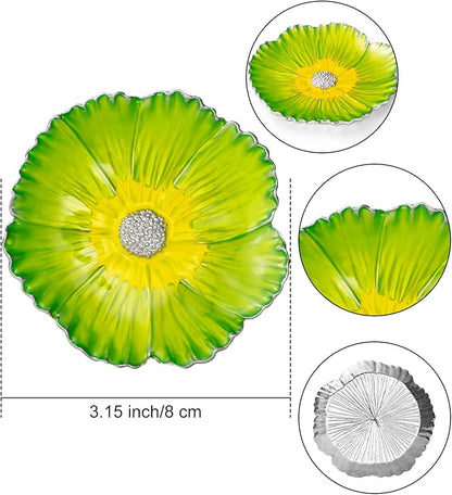 LARAINE Jewelry Dish Display Trinket Tray Flower Home Decorative Organizer Gift Necklace Earring Rings Holder Storage 3.15" (Yellow)