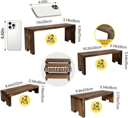 2 Set 8Pcs Large Display Riser Wood Risers Wooden Cupcake Display Stand 4Tiered Racks Perfume Display Dessert Food Stands for Vendors Event Party