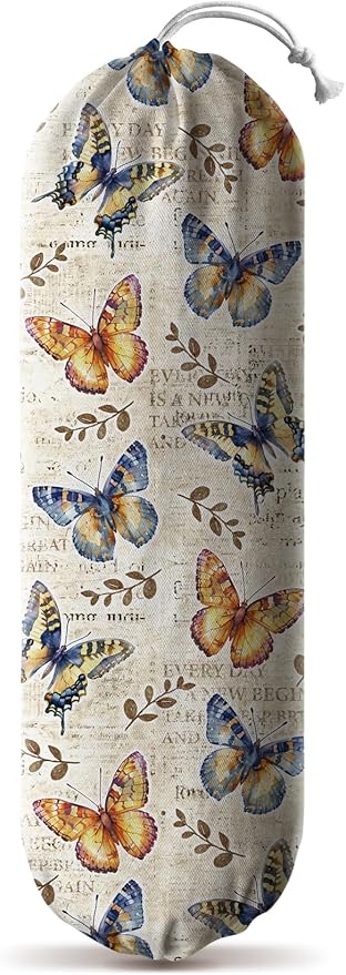 Hglian Grocery Bag Holder,Retro Butterfly Plastic Shopping Bags Organizer Storage Keeper Extra Large